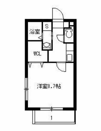 FLECHIR SAKANOUE(1K/2階)の間取り写真