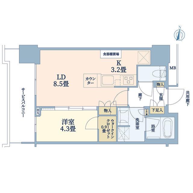 THE YOKOHAMA FRONT TOWER(1LDK/20階)の間取り写真