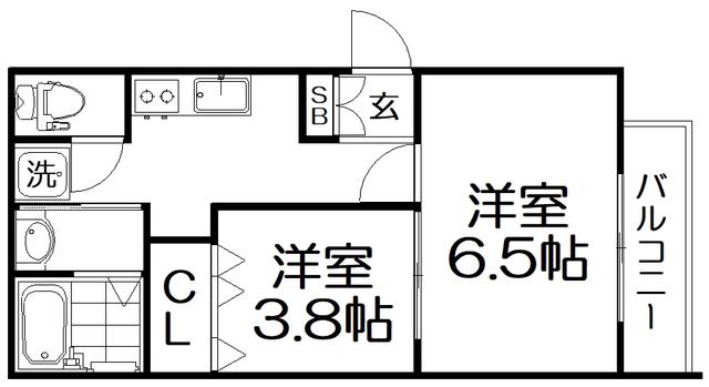 RETERASU光善寺(2K/1階)の間取り写真