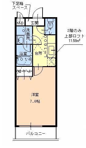 フジパレスえんじゅ(1K/1階)の間取り写真