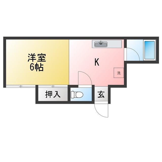 サニーハウス(ワンルーム/2階)の間取り写真