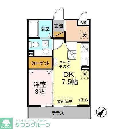 クレストフォート(1DK/1階)の間取り写真