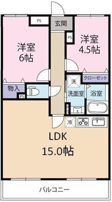 フローラ千葉中央(2LDK/1階)の間取り写真