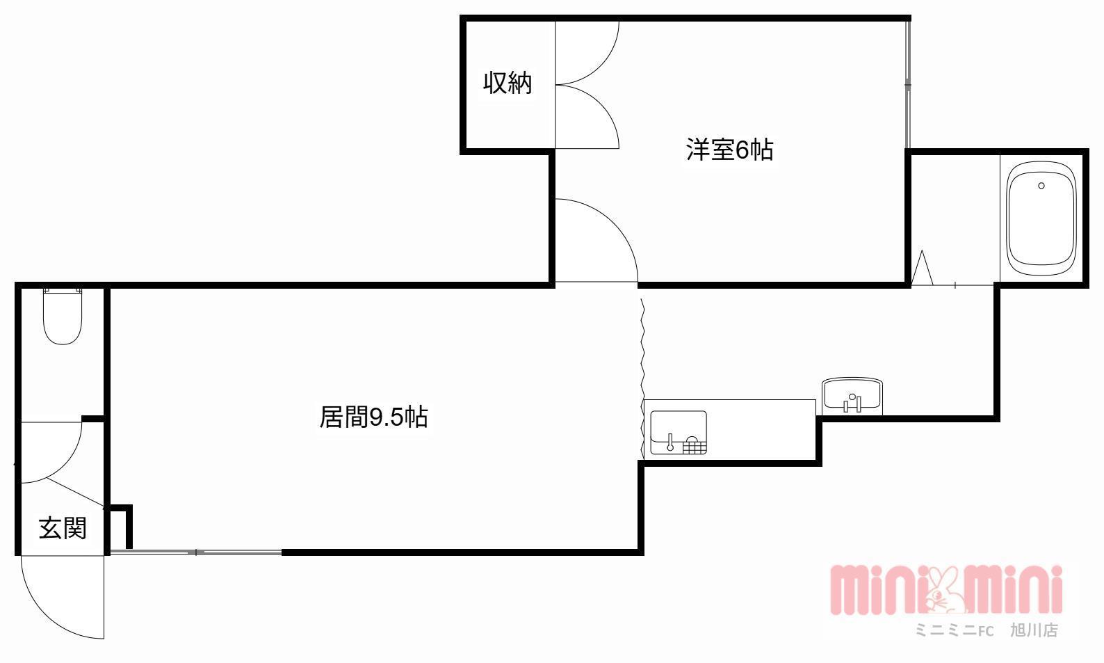 マンションおかひさ(1DK/1階)の間取り写真