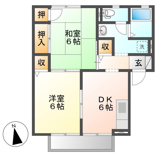 ミルトニアひよせ(2DK/1階)の間取り写真