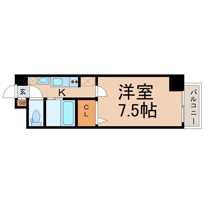 セントラルハイツ明野(1K/4階)の間取り写真