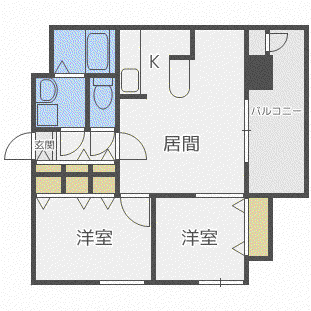 レインボータウン24(2LDK/3階)の間取り写真
