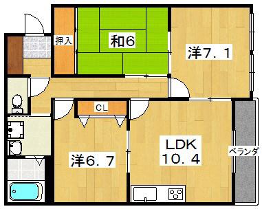 RASTA香里園町(3DK/3階)の間取り写真