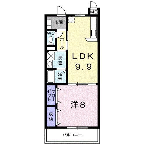 プリムローズ(1LDK/2階)の間取り写真
