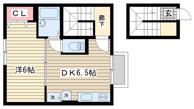グレース東川崎(1DK/2階)の間取り写真