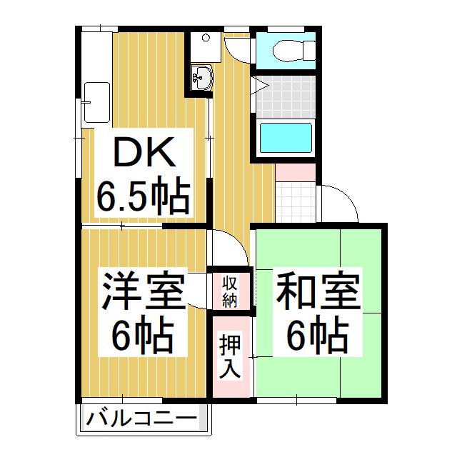 シャルム宮入(2DK/2階)の間取り写真
