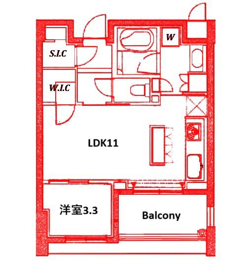 リーデンススクエア桜木町(1LDK/11階)の間取り写真