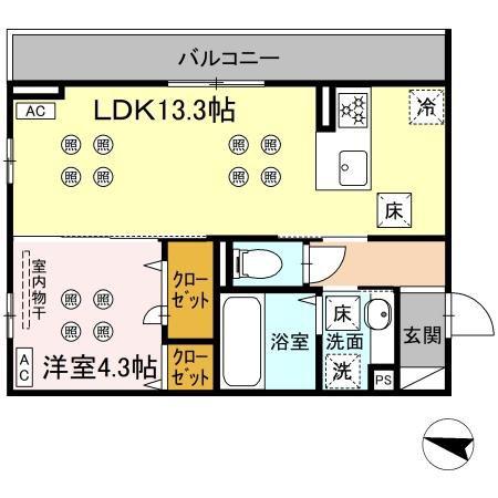 グレースメゾンコンフォートメゾン グレースメゾン(1LDK/1階)の間取り写真