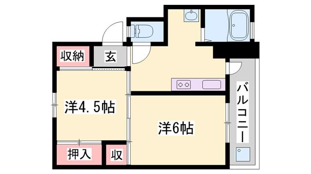 ビレッジハウス小坂(2K/2階)の間取り写真