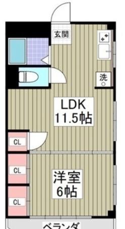 船橋セブンハイツ(1LDK/4階)の間取り写真