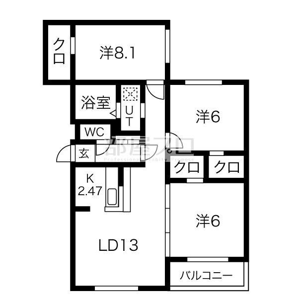 JEWEL SKY 天神(3LDK/4階)の間取り写真