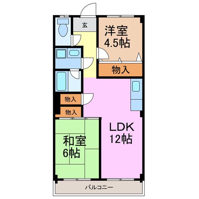 メゾン阪野(2LDK/4階)の間取り写真