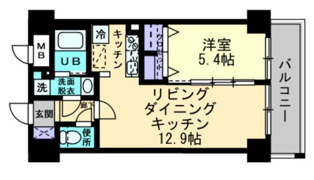 アンパレ内町(1LDK/6階)の間取り写真