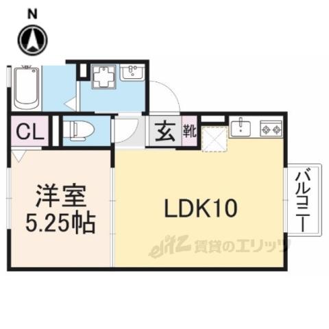 ゴマリ ジャーディン(1LDK/2階)の間取り写真