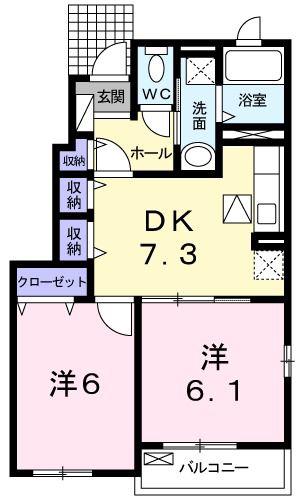 ノイ・ブリーゼ I(2DK/1階)の間取り写真