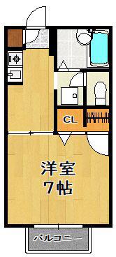 ハウゼ曙(1K/2階)の間取り写真
