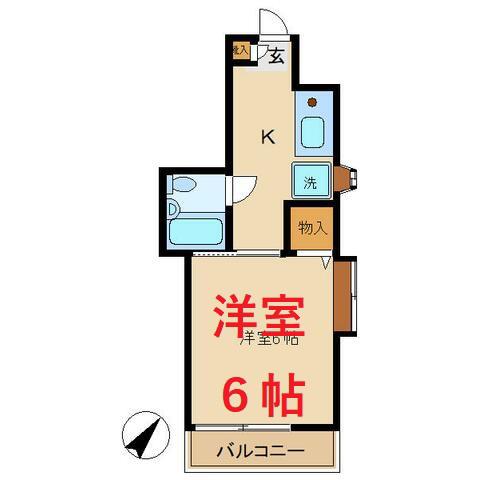 SフラットI(1K/2階)の間取り写真