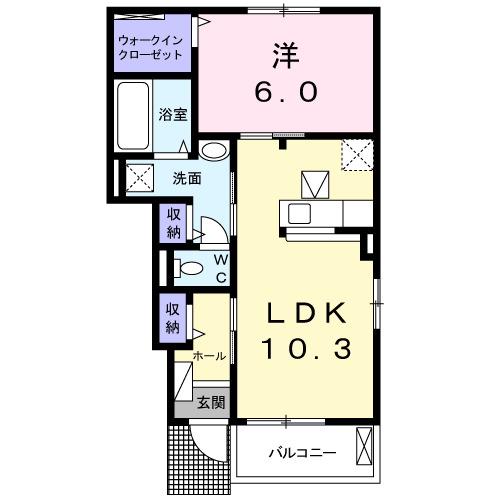 サザン・スターA(1LDK/1階)の間取り写真