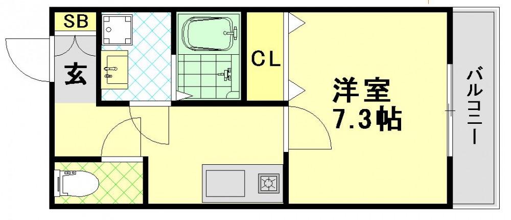 GATE80北田辺(ワンルーム/2階)の間取り写真