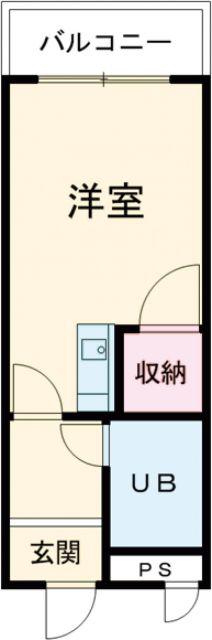 レインボーエム(1K/1階)の間取り写真