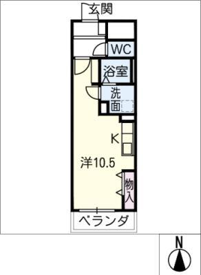 プランドールヤマト(ワンルーム/3階)の間取り写真