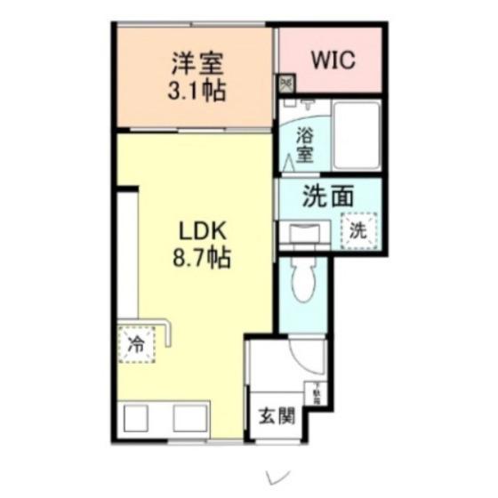 INTEGRAL凪(1LDK/1階)の間取り写真