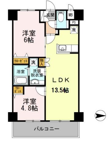 シルフィッド(2LDK/3階)の間取り写真