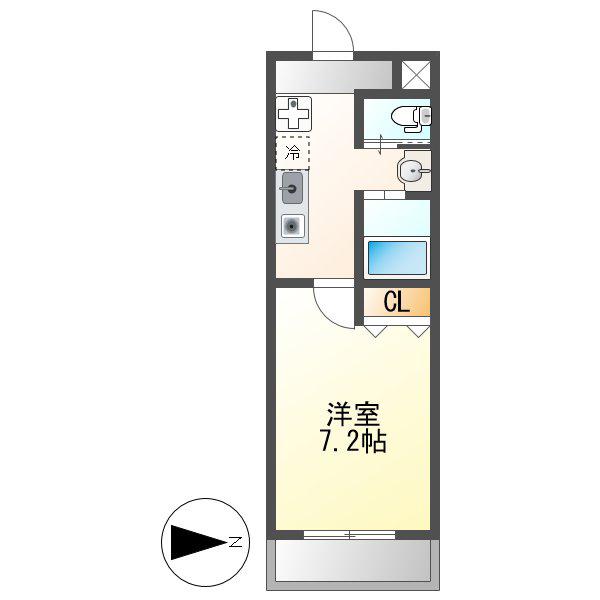 A・CITY中川(1K/2階)の間取り写真