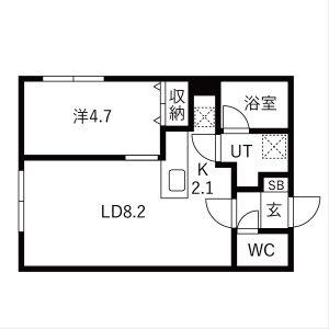 ブリス北円山(1LDK/3階)の間取り写真