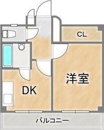 こすもらいふ千里(1DK/2階)の間取り写真