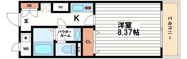 メゾンドヴィレ大阪城公園前(1K/22階)の間取り写真