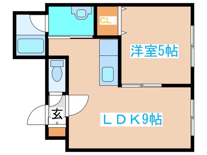 ブランノワールAMJ南郷(1LDK/2階)の間取り写真