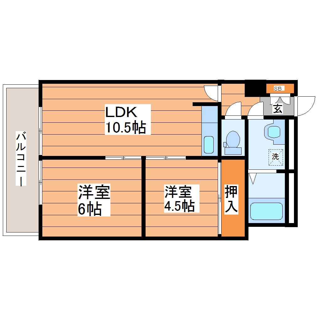 リエス榴ヶ岡(2LDK/4階)の間取り写真