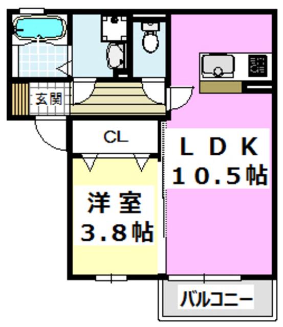 リンデンバウムB棟(1LDK/1階)の間取り写真