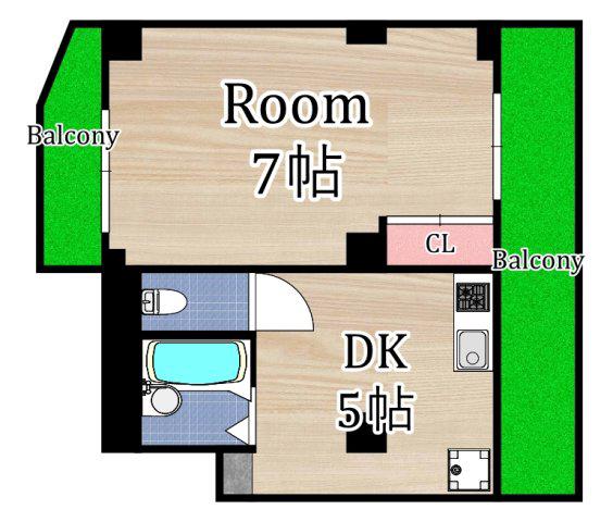 大安マンション(1DK/3階)の間取り写真