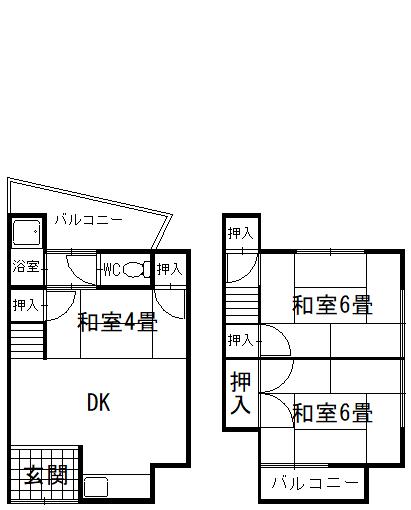 南天荘2(3DK/1階)の間取り写真