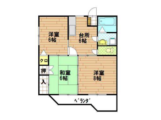 アシニボインA棟(3DK/2階)の間取り写真