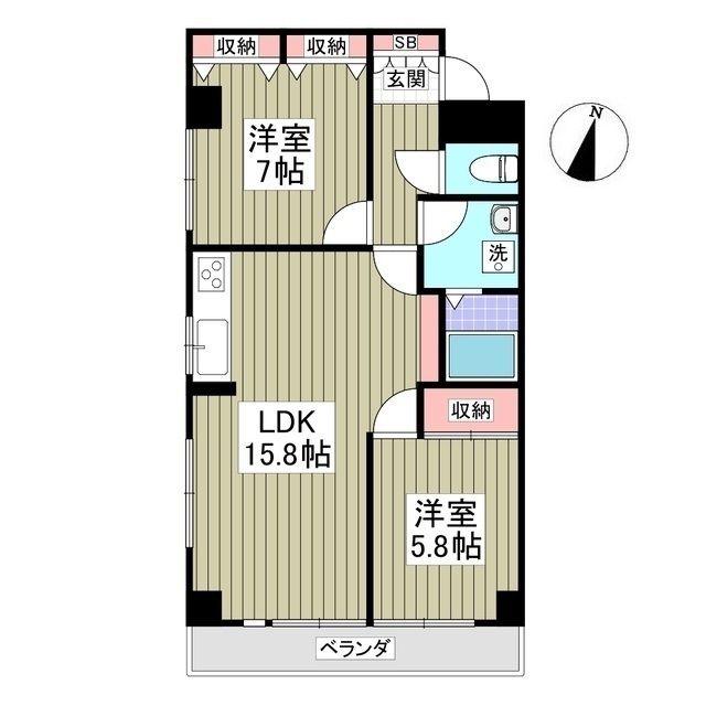 リブレス坂戸関間(2LDK/5階)の間取り写真