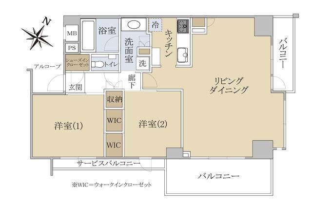 ザ・エクセレントシティ本町 勾当台公園(2LDK/14階)の間取り写真