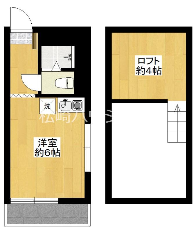 パルデンス3(1K/1階)の間取り写真