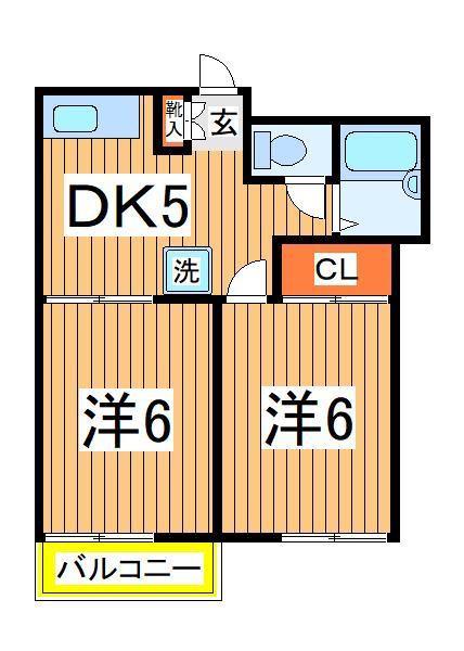 グランデュール永井B(2DK/1階)の間取り写真