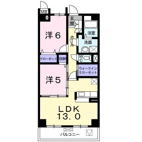 フォレストリバー(2LDK/1階)の間取り写真