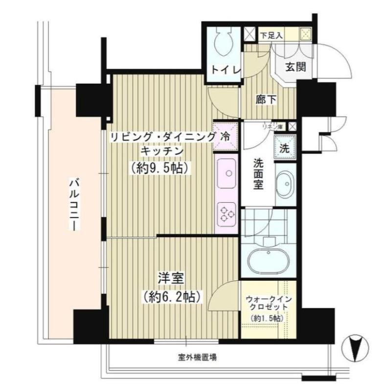 パークタワー秋葉原(1LDK/5階)の間取り写真