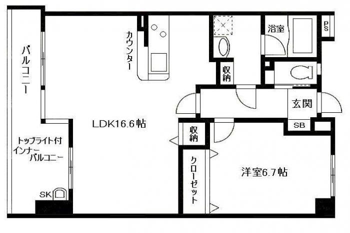 エルディス(1LDK/3階)の間取り写真