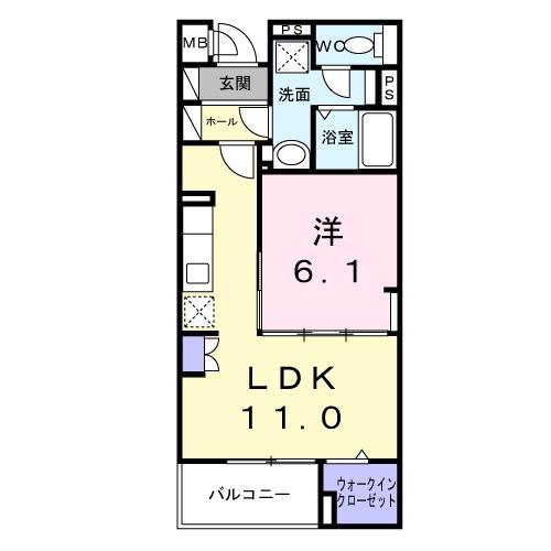 メゾングランディール新川崎(1LDK/1階)の間取り写真
